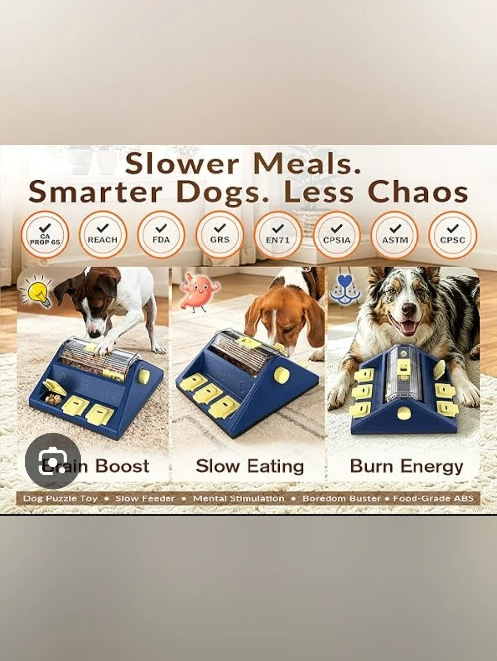 2-Level Dog Puzzle Toy Rotating Treat Dispenser for Small/Medium DogsL. 4-cup